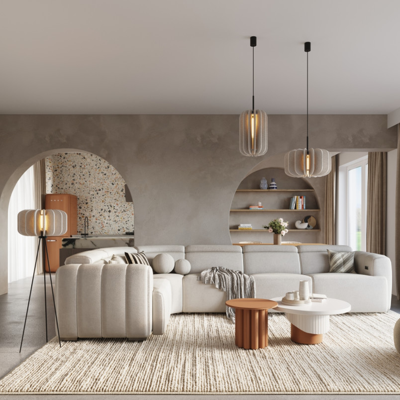 Lampa wisząca filcowa Mula 45cm beżowa Sollux - Odkryj ciepło i styl!