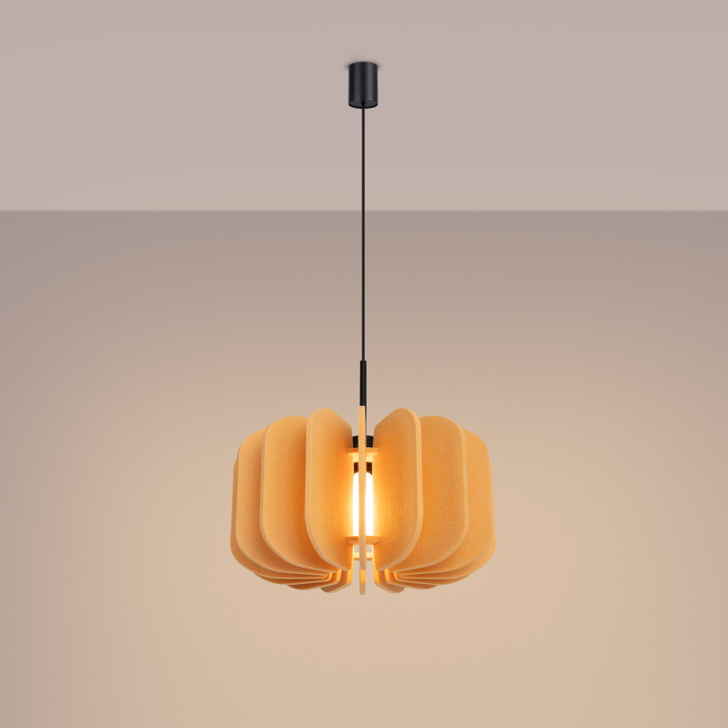 Lampa wisząca filcowa Mula 45cm żółta - Sollux | Oświetlenie