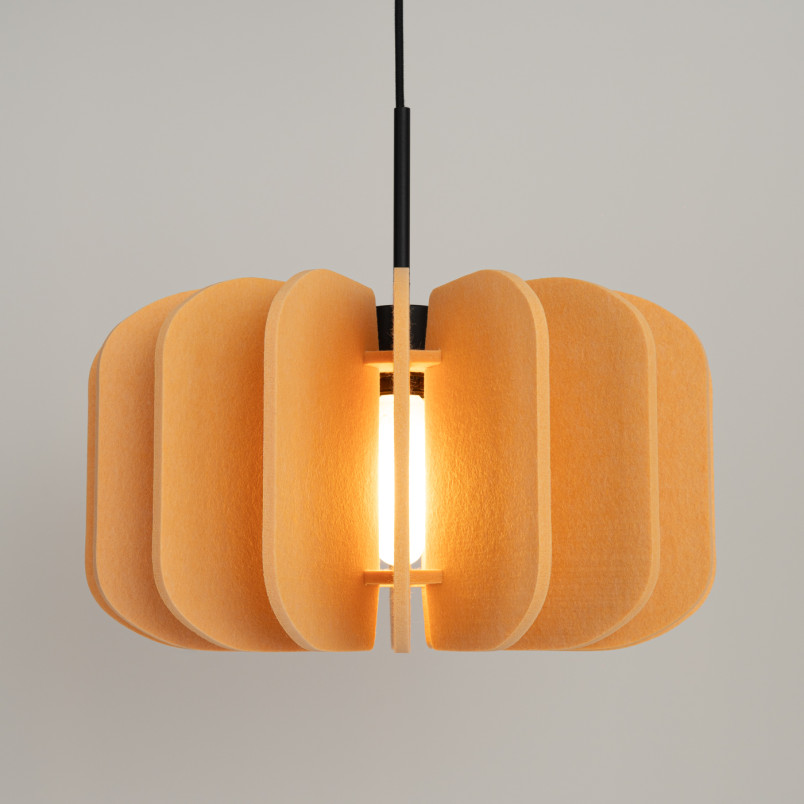 Lampa wisząca filcowa Mula 45cm żółta - Sollux | Oświetlenie