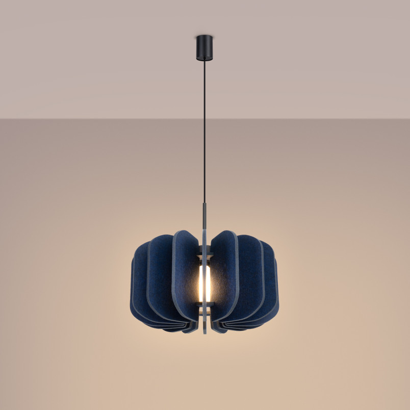 Lampa wisząca filcowa Mula 45cm granatowa - Sollux | Sklep