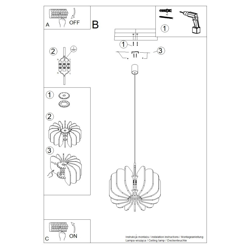 Lampa wisząca filcowa Mula 45cm granatowa - Sollux | Sklep