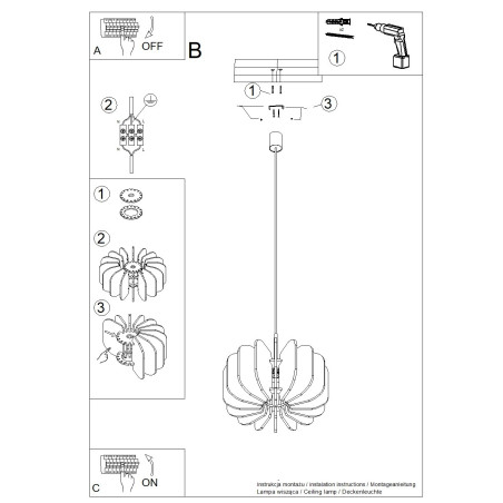 Lampa wisząca filcowa Mula 45cm granatowa - Sollux | Sklep