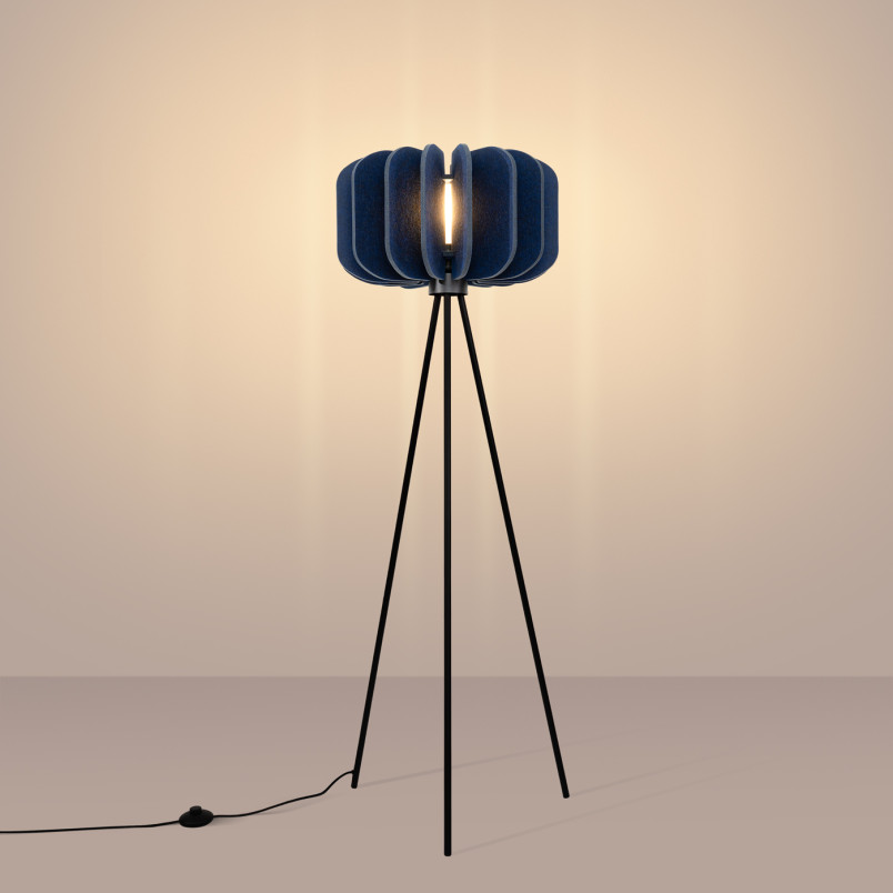 Lampa podłogowa Mula Sollux - Filcowy klosz, granatowa | Kup teraz!