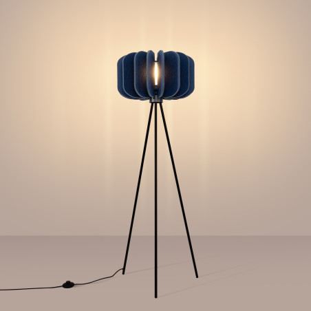 Lampa podłogowa Mula Sollux - Filcowy klosz, granatowa | Kup teraz!