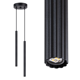 Lampa wisząca Arche Sollux: 2 tuby, czarna - Odkryj nowoczesny design!
