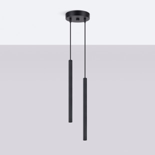 Lampa wisząca Arche Sollux: 2 tuby, czarna - Odkryj nowoczesny design!