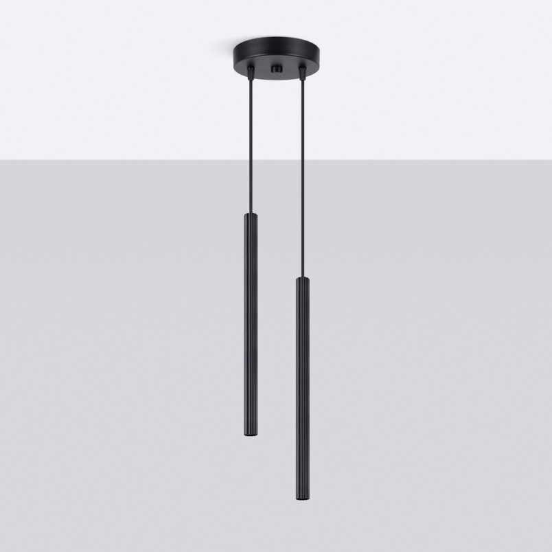 Lampa wisząca Arche Sollux: 2 tuby, czarna - Odkryj nowoczesny design!
