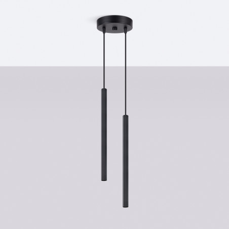 Lampa wisząca Arche Sollux: 2 tuby, czarna - Odkryj nowoczesny design!