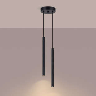 Lampa wisząca Arche Sollux: 2 tuby, czarna - Odkryj nowoczesny design!