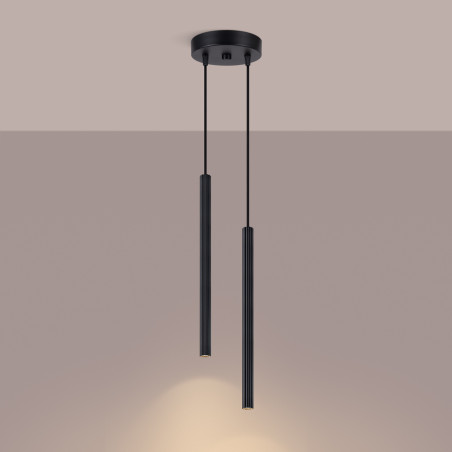Lampa wisząca Arche Sollux: 2 tuby, czarna - Odkryj nowoczesny design!