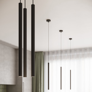 Lampa wisząca Arche Sollux: 2 tuby, czarna - Odkryj nowoczesny design!