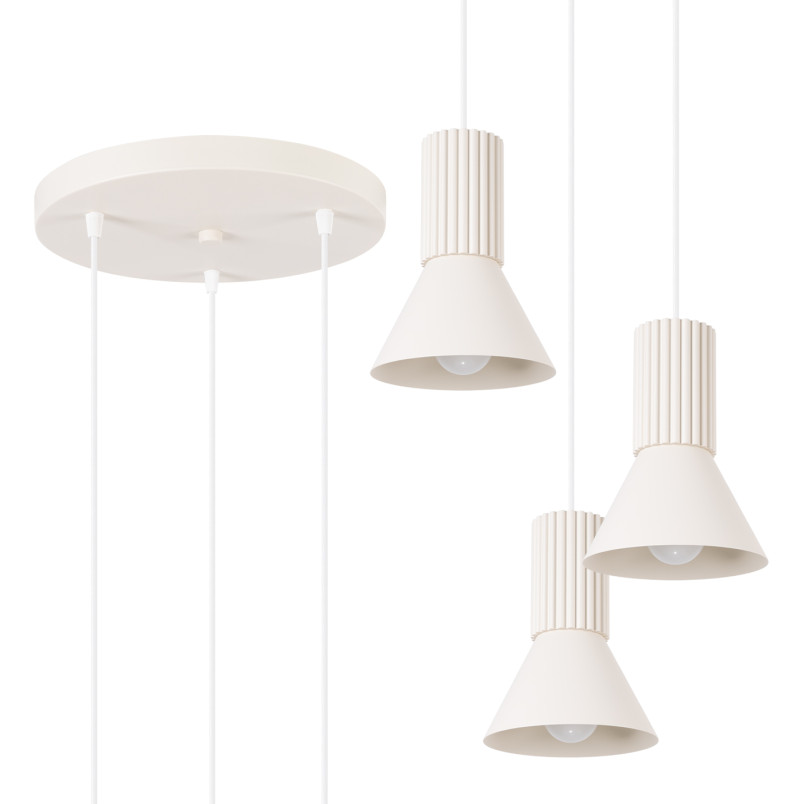Lampa wisząca Estria Sollux - 3 stożki, beżowa | Sklep z lampami