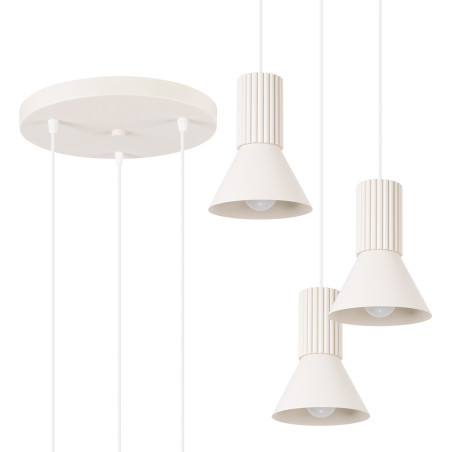 Lampa wisząca Estria Sollux - 3 stożki, beżowa | Sklep z lampami