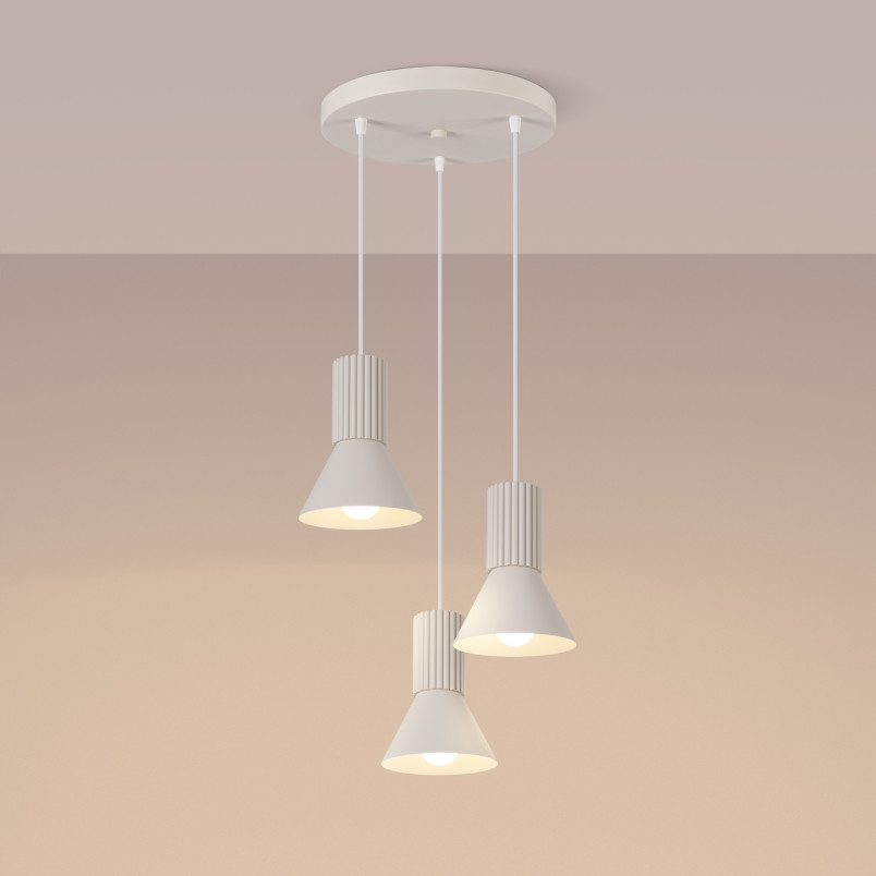 Lampa wisząca Estria Sollux - 3 stożki, beżowa | Sklep z lampami