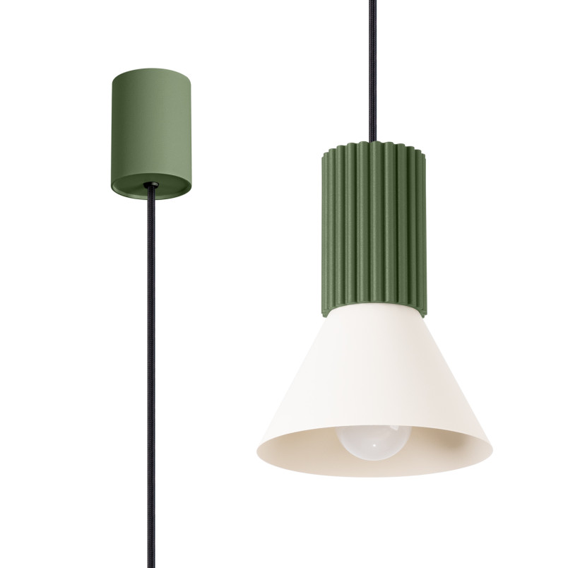 Lampa wisząca Estria Sollux - Metalowy stożek, beż/oliwka