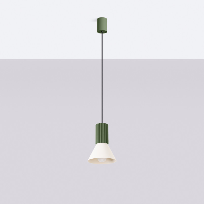 Lampa wisząca Estria Sollux - Metalowy stożek, beż/oliwka