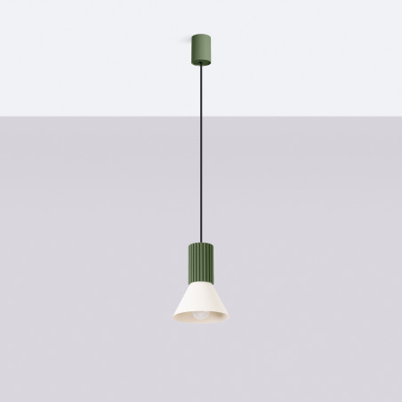 Lampa wisząca Estria Sollux - Metalowy stożek, beż/oliwka