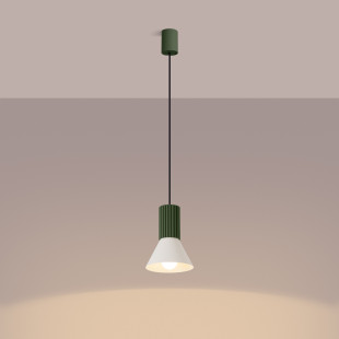 Lampa wisząca Estria Sollux - Metalowy stożek, beż/oliwka