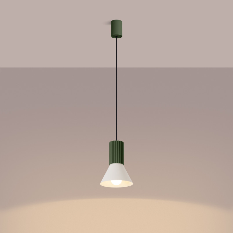 Lampa wisząca Estria Sollux - Metalowy stożek, beż/oliwka
