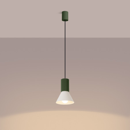 Lampa wisząca Estria Sollux - Metalowy stożek, beż/oliwka