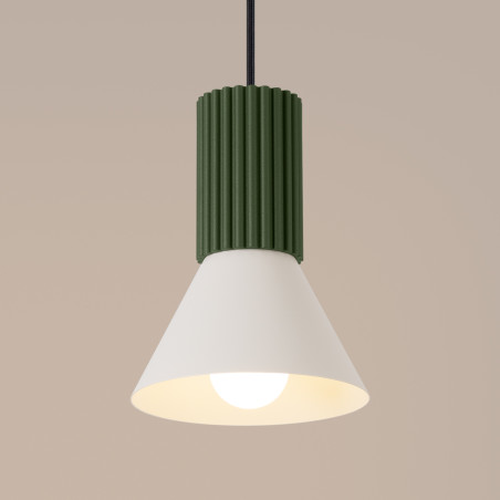 Lampa wisząca Estria Sollux - Metalowy stożek, beż/oliwka