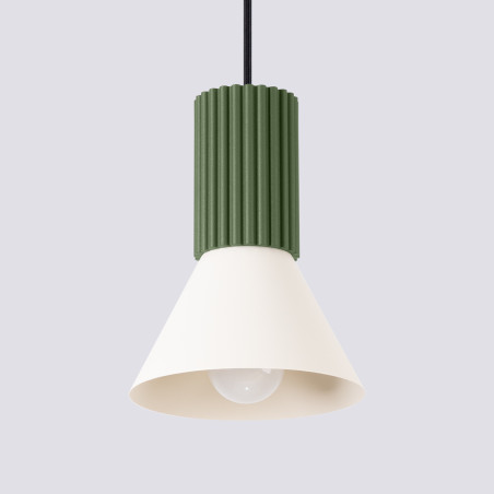 Lampa wisząca Estria Sollux - Metalowy stożek, beż/oliwka