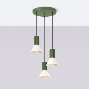 Lampa wisząca Estria Sollux - 3 stożki, beż/oliwka | Sklep Sollux