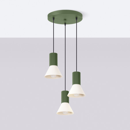 Lampa wisząca Estria Sollux - 3 stożki, beż/oliwka | Sklep Sollux