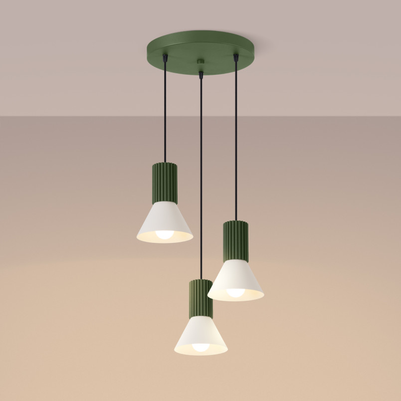 Lampa wisząca Estria Sollux - 3 stożki, beż/oliwka | Sklep Sollux