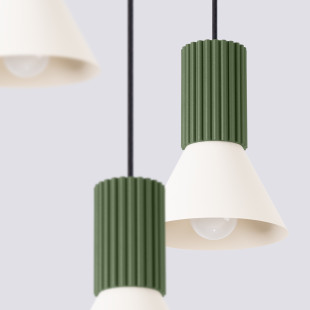 Lampa wisząca Estria Sollux - 3 stożki, beż/oliwka | Sklep Sollux