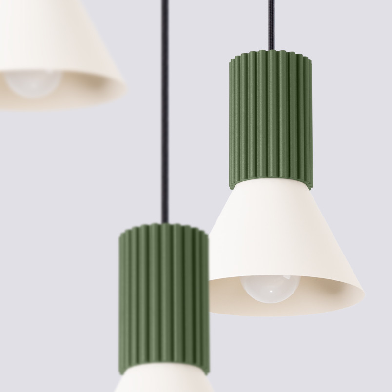 Lampa wisząca Estria Sollux - 3 stożki, beż/oliwka | Sklep Sollux