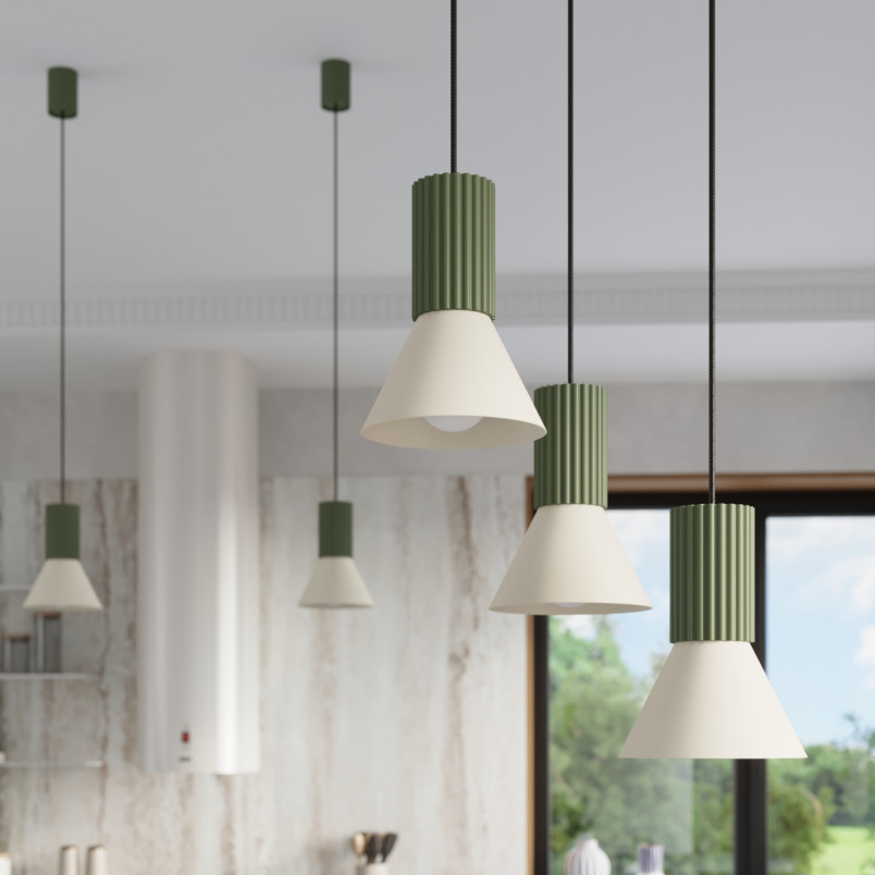 Lampa wisząca Estria Sollux - 3 stożki, beż/oliwka | Sklep Sollux