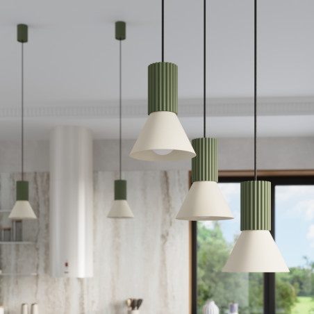 Lampa wisząca Estria Sollux - 3 stożki, beż/oliwka | Sklep Sollux