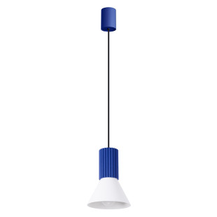 Lampa wisząca Estria Sollux - Metalowy stożek, biały/ultramaryna