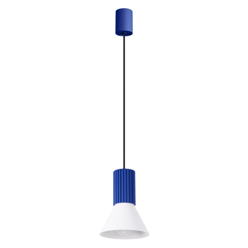 Lampa wisząca Estria Sollux - Metalowy stożek, biały/ultramaryna
