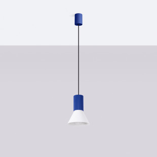 Lampa wisząca Estria Sollux - Metalowy stożek, biały/ultramaryna