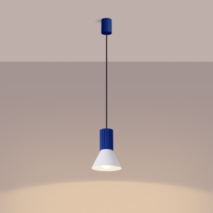 Lampa wisząca Estria Sollux - Metalowy stożek, biały/ultramaryna