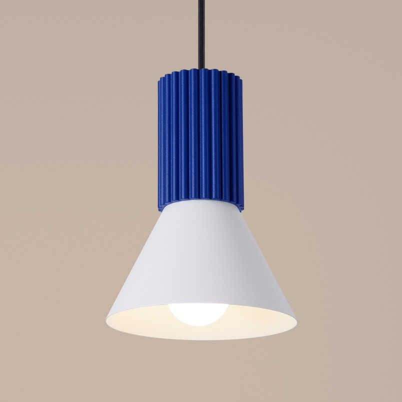Lampa wisząca Estria Sollux - Metalowy stożek, biały/ultramaryna