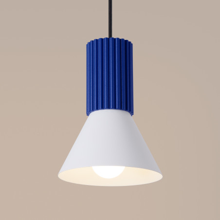 Lampa wisząca Estria Sollux - Metalowy stożek, biały/ultramaryna
