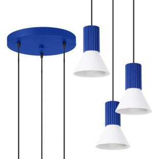 Lampa wisząca Estria Sollux - 3 stożki, biało-ultramaryna | Sklep Sollux