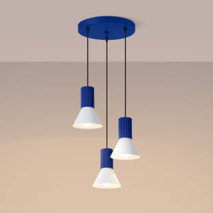 Lampa wisząca Estria Sollux - 3 stożki, biało-ultramaryna | Sklep Sollux