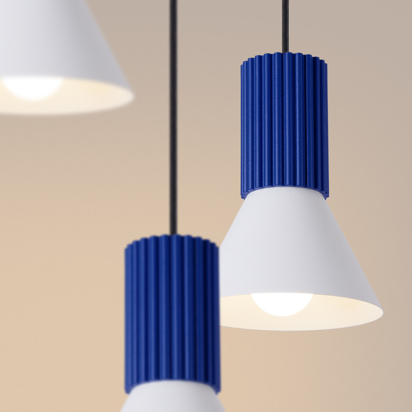 Lampa wisząca Estria Sollux - 3 stożki, biało-ultramaryna | Sklep Sollux