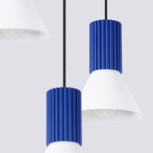 Lampa wisząca Estria Sollux - 3 stożki, biało-ultramaryna | Sklep Sollux