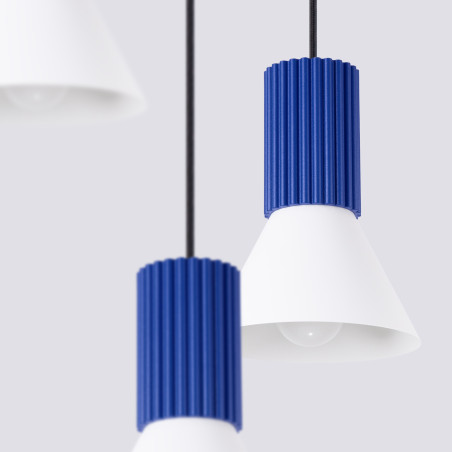 Lampa wisząca Estria Sollux - 3 stożki, biało-ultramaryna | Sklep Sollux