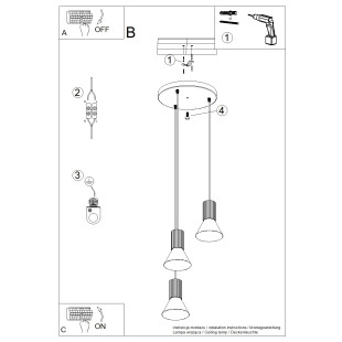 Lampa wisząca Estria Sollux - 3 stożki, biało-ultramaryna | Sklep Sollux