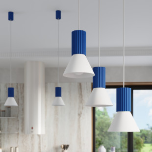 Lampa wisząca Estria Sollux - 3 stożki, biało-ultramaryna | Sklep Sollux