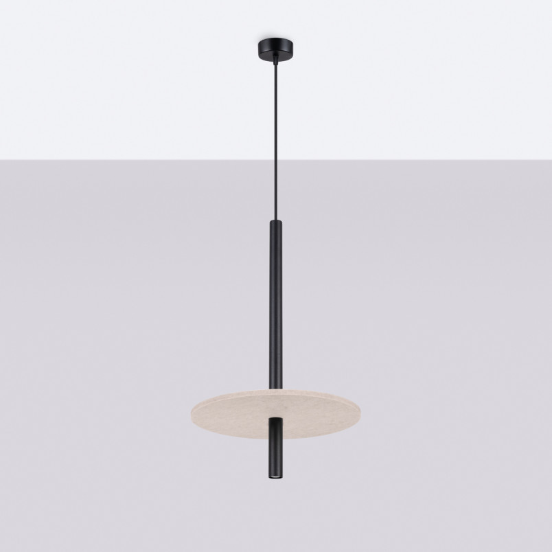 Lampa wisząca Feltro Sollux | Tubowa, filcowa, czarno-beżowa