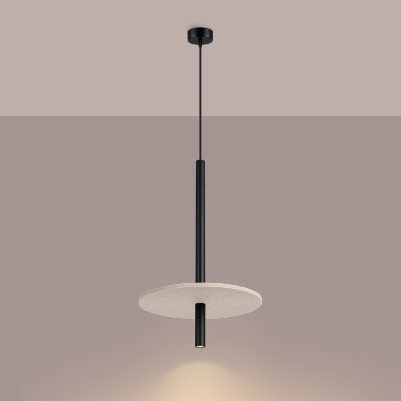 Lampa wisząca Feltro Sollux | Tubowa, filcowa, czarno-beżowa