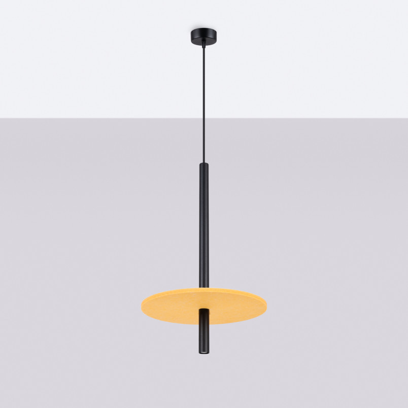 Lampa wisząca Feltro Sollux | Tuba z filcem | Czarna/Żółta