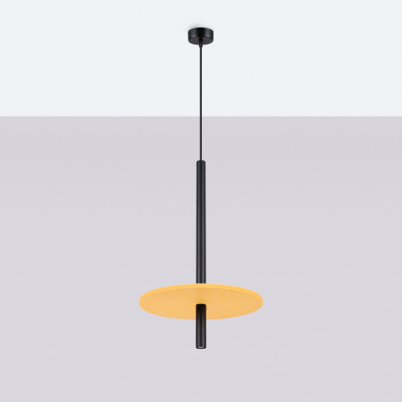 Lampa wisząca Feltro Sollux | Tuba z filcem | Czarna/Żółta
